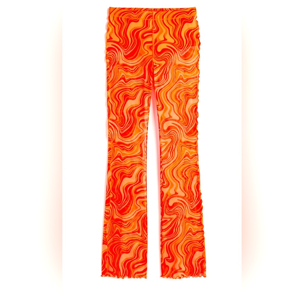 NWT H&M Psychedelic Orange Mesh Pants | Women’s Size L